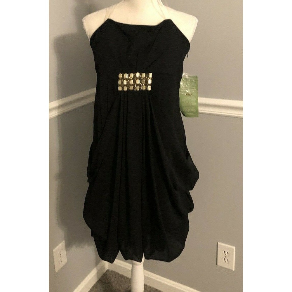 New Nicole Miller dress Size 12 black strapless beaded Party Cocktail